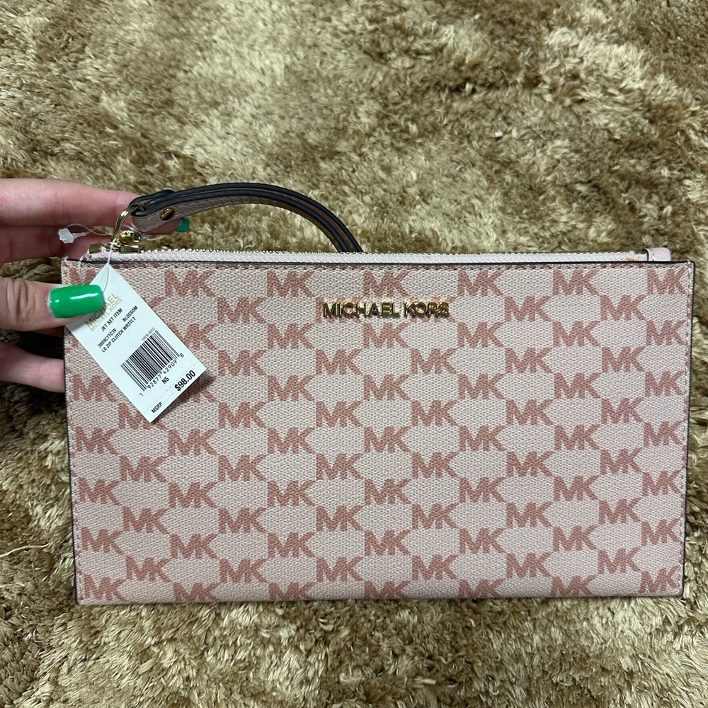 Michael Kors Pink Monogram Clutch